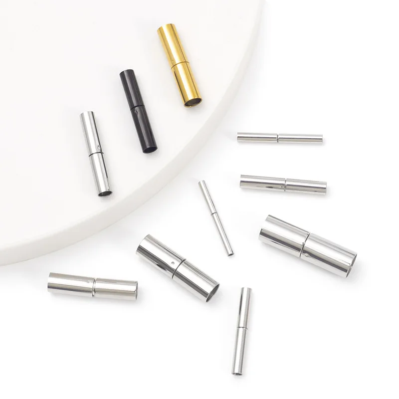 10Pcs 316L Stainless Steel Spring Clasps PushLock Buckle Connector Buckle Safety Lock Clasp Wax Rope Bracelet Diy Jewelry Making