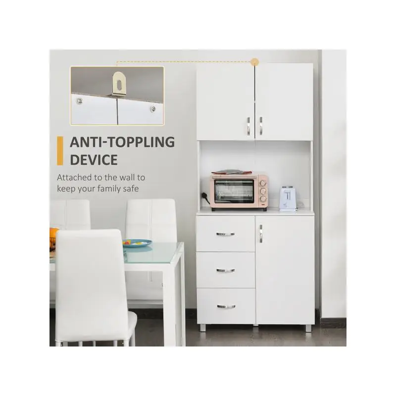 Storage Cabinet for Kitchen - Multi-Functional Organizer with Adjustable Shelves & Doors, Ideal for Home & Dining Space, Modern