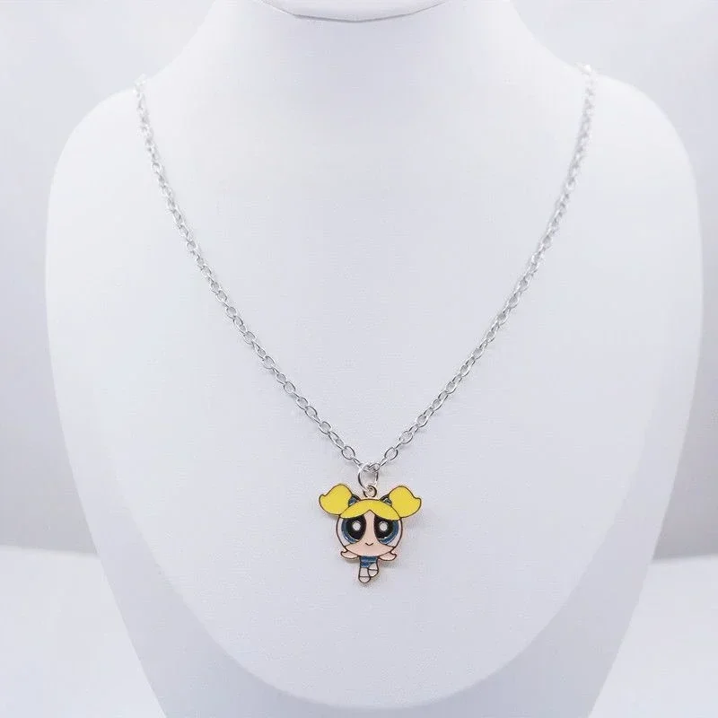 الرسوم المتحركة الفتيات Powerpuff الطرفية لطيف شخصية الرسوم المتحركة اليابانية والكورية قلادة قلادة هدية العيد #6