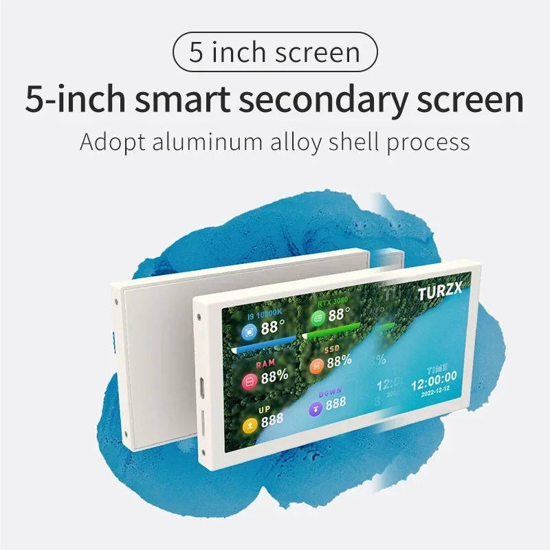 Tela secundária IPS para computador, tela USB tipo C, CPU, GPU, RAM, HDD, 800x480, USBC, monitor não compatível, AIDA64, 5 polegadas