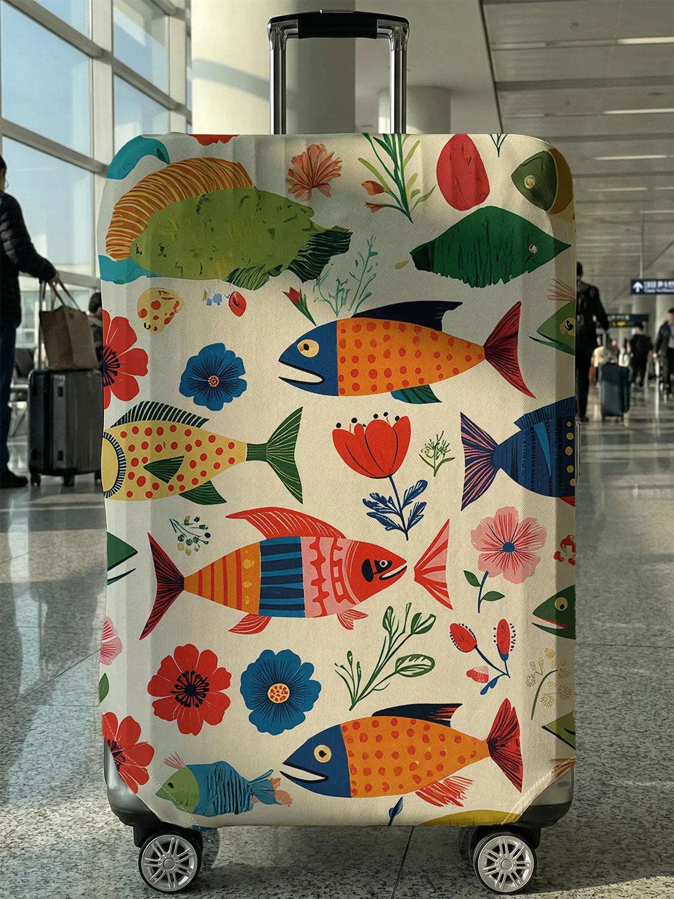 

Fish Fish Flower Full Print Luggage Protective Cover, suitable for 18-32 inch luggage covers, luggage handle gloves, travel acce