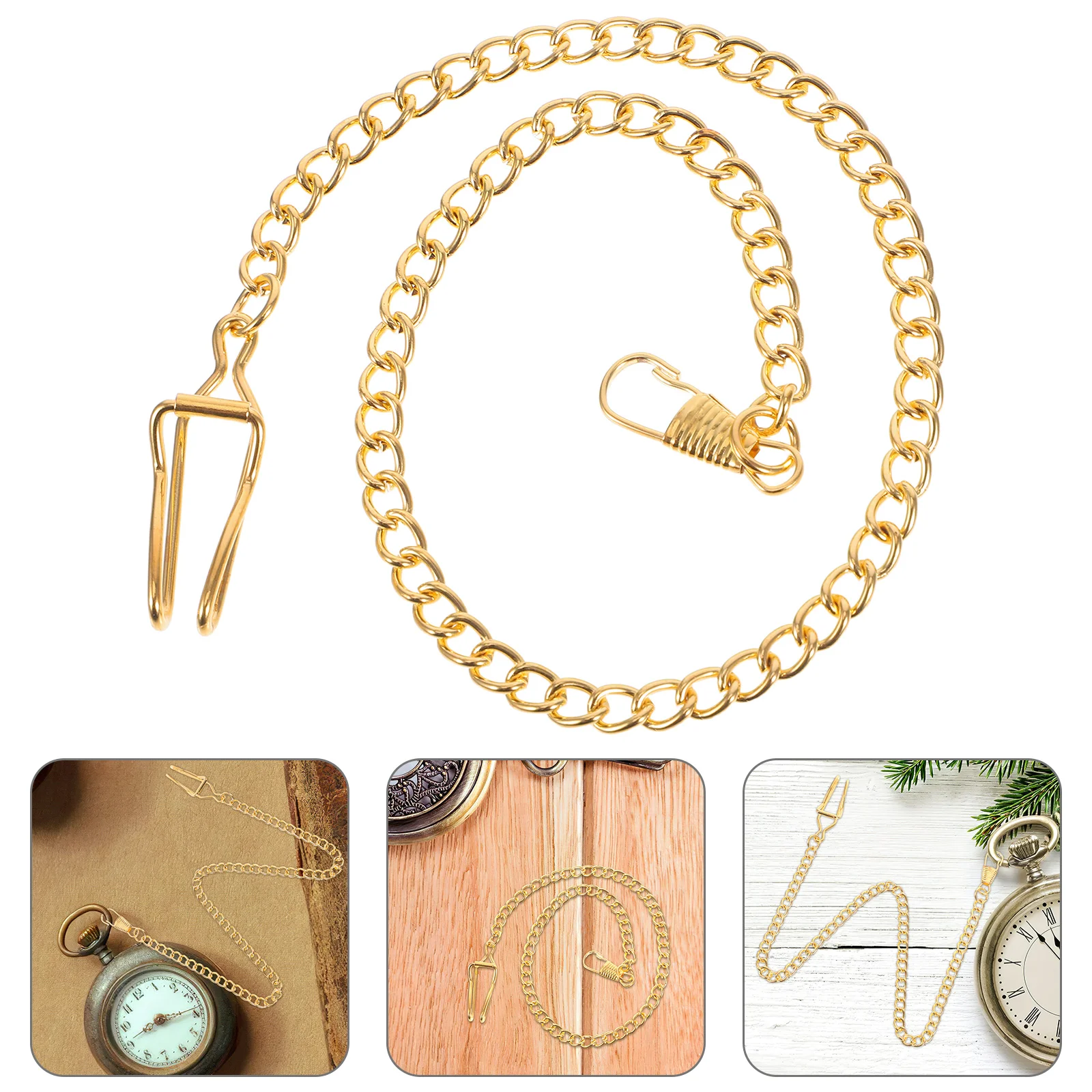 

Golden Pocket Watch Chain Keychain Women Lanyards for Keys Classic Silver Plated Student