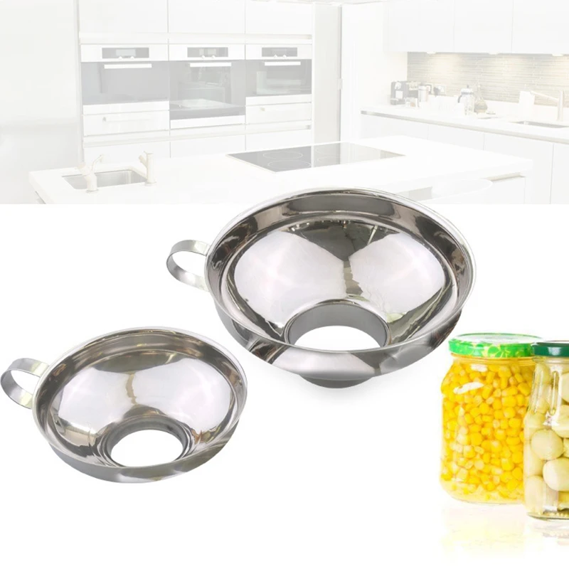 2 Pcs Set Funnel For Wide And Regular Jars Useful Stainless Steel Wide Mouth Canning Funnel Large Mouth Funnels For Beans Sauces