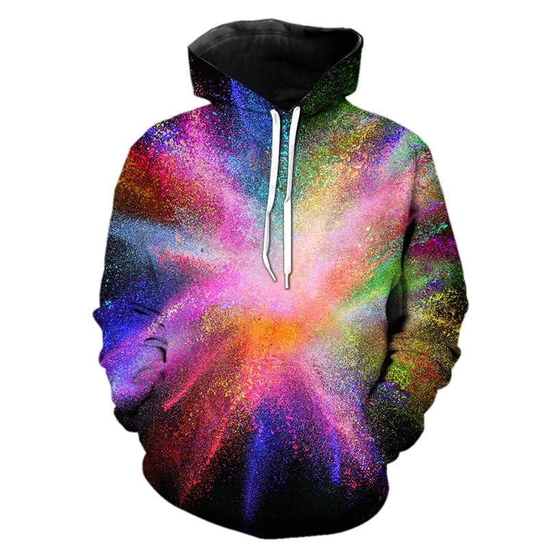 

New Men Hoodies 3D Printe Powder Splash Tie Dye Pattern Women Unisex Couple Fashion Casual Autumn Winter Sweatshirts Coat Tops