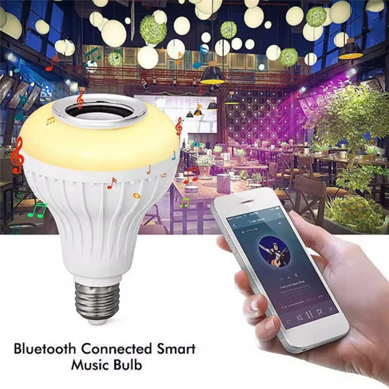 ABGI-E27 الذكية RGB سماعة لاسلكية تعمل بالبلوتوث المتكلم لمبة الموسيقى اللعب عكس الضوء LED لمبة ضوء مصباح مع جهاز التحكم عن بعد