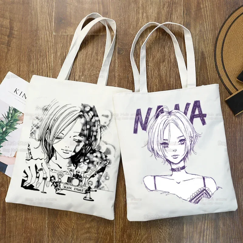 Nana Anime Black Stones NANA Osaki Vintage New Arrives Art Canvas Bag Totes Simple Print Shopping Bags Life Casual Pacakge