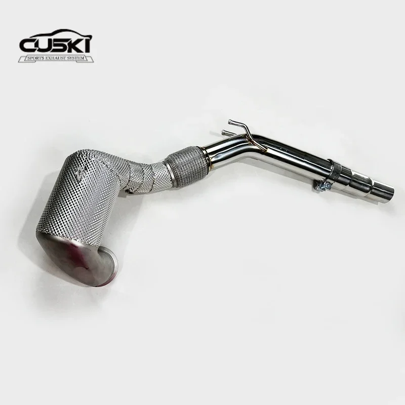 

High quality stainless steel automotive parts suitable for Audi S3 2.0T trapezoidal exhaust downspout with thermal insulation