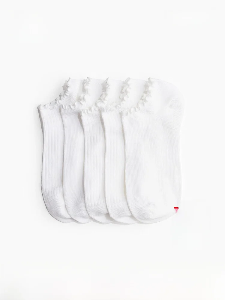 

H&M Summer New Women's No-Cuff Socks 5 Pairs Cotton Polyester Spandex Blend Breathable Comfortable All Season Long Lasting