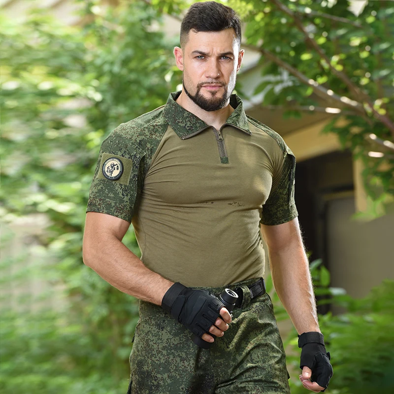 HAN WILD Camouflage Tees Männer Taktische Shirt Baumwolle Klettern Shirts Kampf T-Shirt Airsoft Paintball Camping Jagd Kleidung