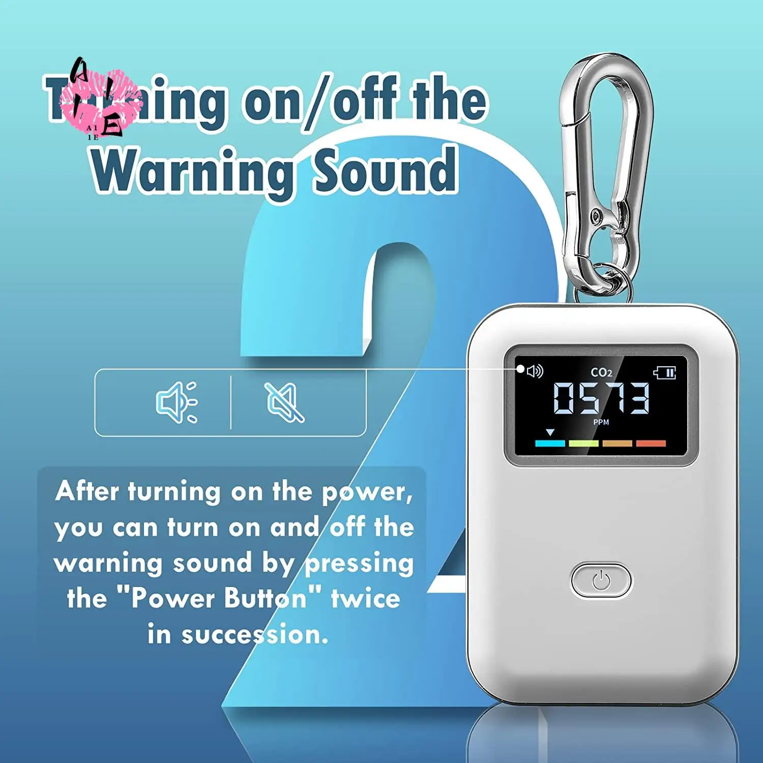A11E-Mobile CO2 Monitor NDIR Sensor Carbon Dioxide Indoor CO2 Testing Manager NDIR Sensor With Hook