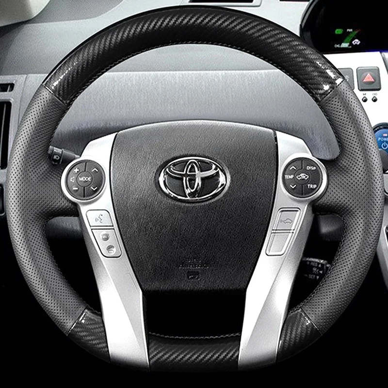 Braid car Steering Cover for Toyota Prius c 2010-2018 Toyota Aqua full coverage Car Steering Wheel Cover Accessory