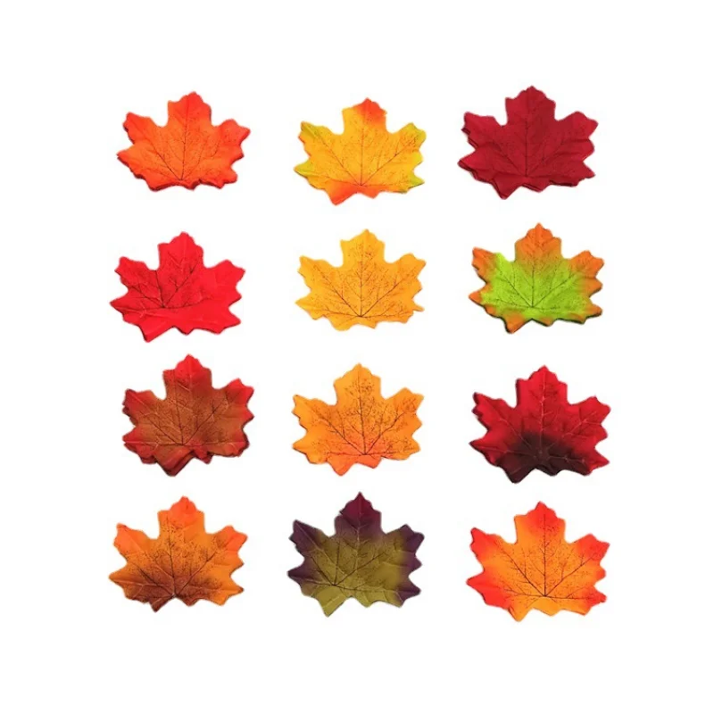 100Pcs Artificial Silk Maple Leaves Multicolor Fall Vivid Fake Flower Leaf Simulation Decorative For Home Wedding Party Decor