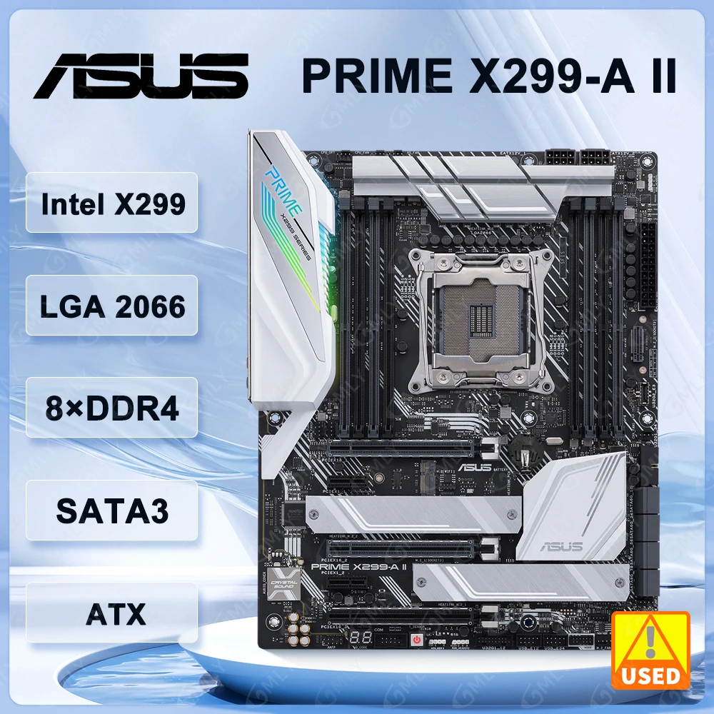 

Материнская плата Asus Prime X299-A II LGA 2066 Intel X299 с поддержкой процессора Core I9-10940X I9-9900X I7-9800X i7-7740X M.2 DDR 256 ГБ ATX