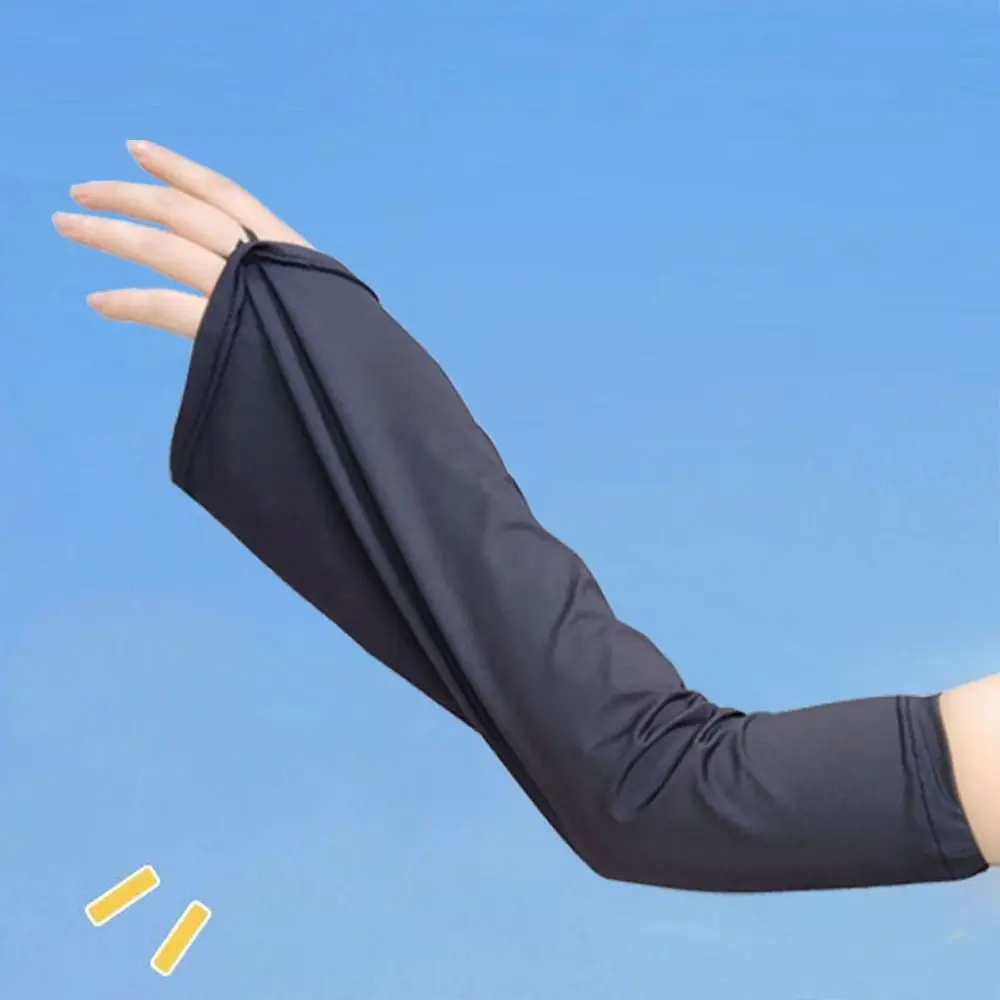 Sun Protection Sleeves Solid Color Women Arm Sleeves Ice Silk Arm Sleeves Summer Sunscreen Sleeves Driving Sunscreen Sleeves