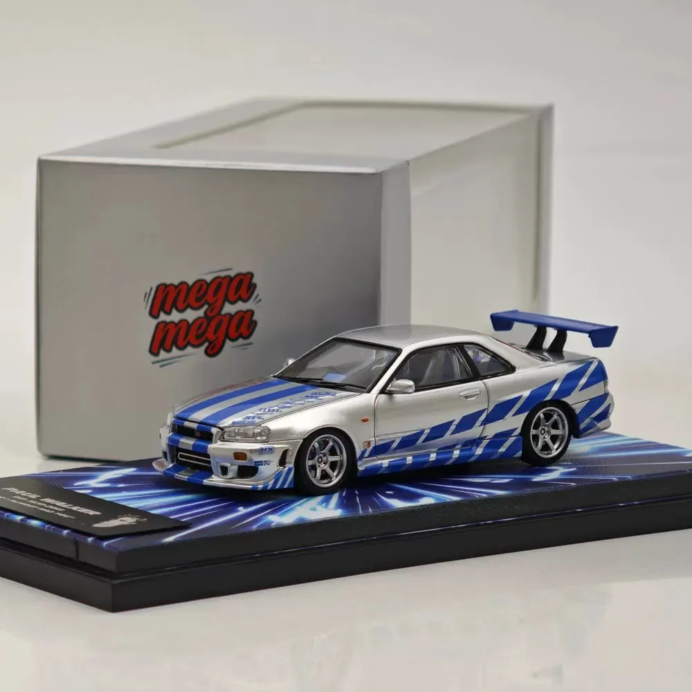 Diecast Mega Mega 1:64 Scale R34 GTR Skyline Alloy Car Model