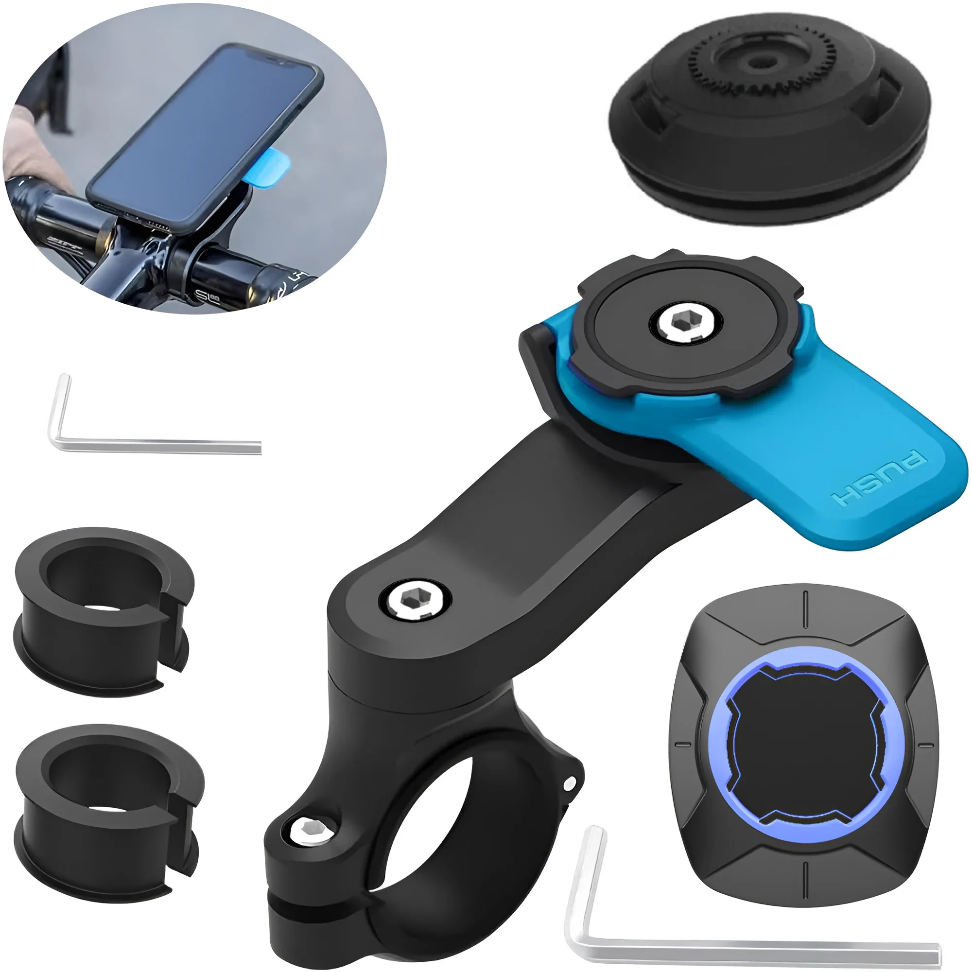 

Motorcycle Phone Mount, Anti-Shake Bike Cell Phone Quad Holder with Vibration Dampener, Quick Release for Moto locking Bracket