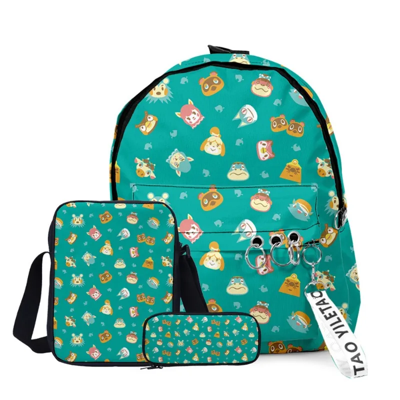 3pcs/set Animal Crossing Kawaii Backpacks Girls Boys School Bags Shoulder Bag Pencil Case Children Kindergarten Rucksack Mochila