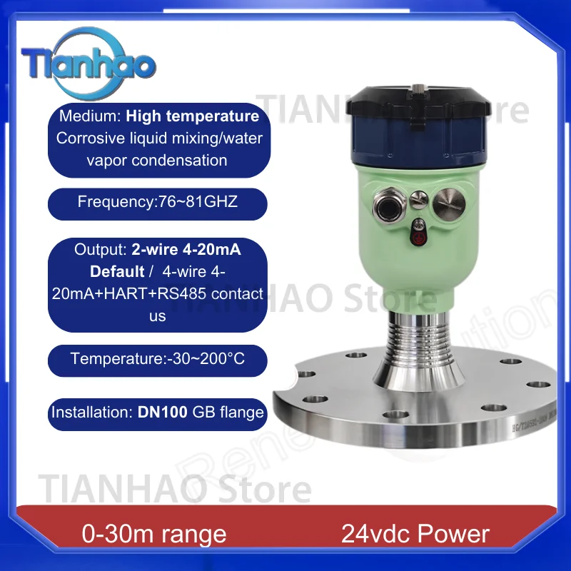 80GHz High Frequency Radar Level Meter for Explosion-proof Anti-corrosion Material Storage Dust River Reservoir Water Level