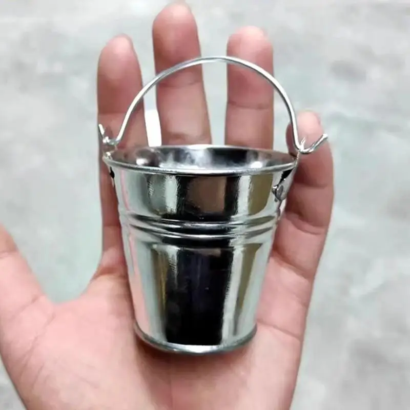 1/3/5Pcs Gathering With Handle Bucket Glass Reusable Portable Mini Bucket Cup Leak Prevention Metal Drinking Cup Party
