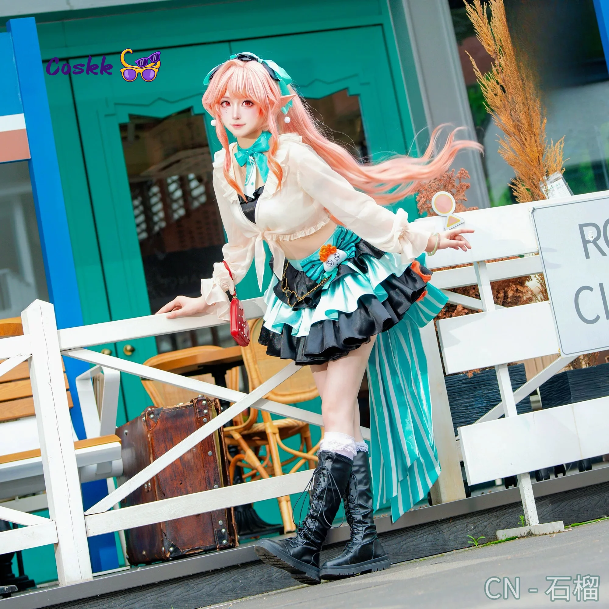 

Handmade Cos Outfit: Arknights Haruka Spring Journey Cosplay Costume Pink Hair Idol Cute Bunny Girl Halloween Full Set