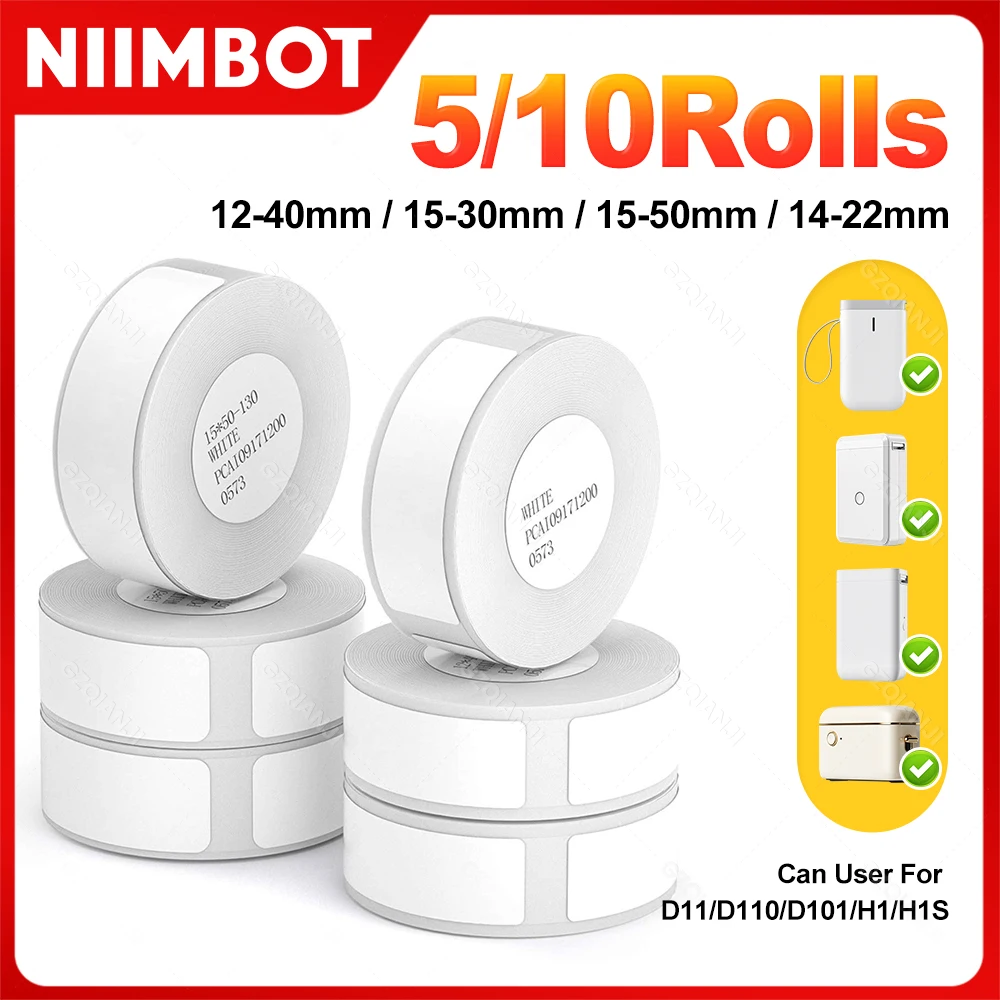 Thermoetikettenpapier, Preisschild, wasserfest, reißfest, 12 x 40 mm, 155 Stück/Rolle, für Zuhause, Bücher, Akten, Papel für Niimbot D110 D11D101
