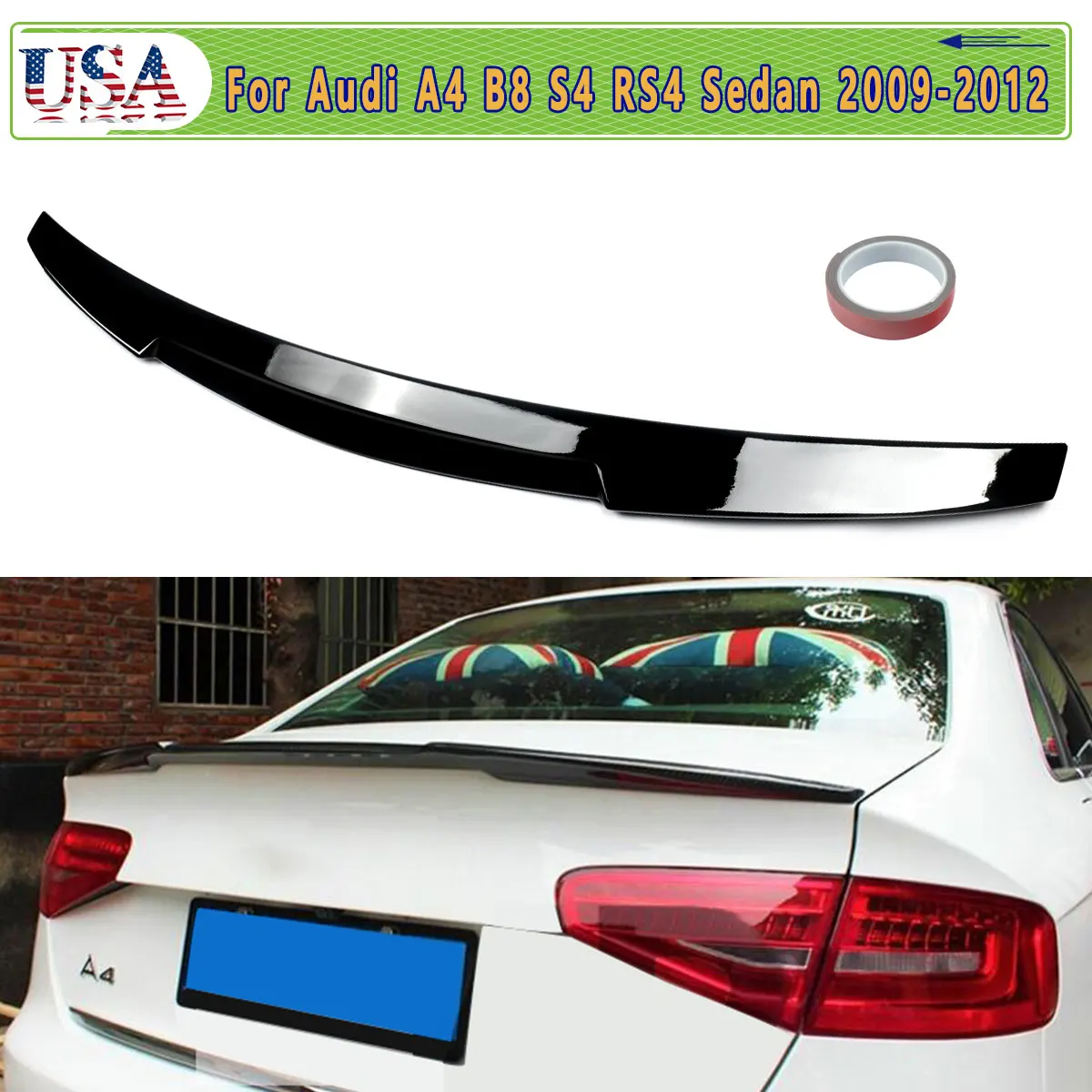 

Spoiler For Audi A4 B8 8K2 S4 RS4 S-line Saloon 2008 2009 2010 2011 2012 Gloss Black Rear M4 Style Boot Lip Spoiler Wing