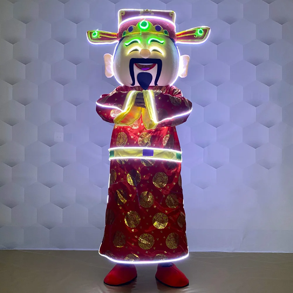 LED God of Wealth cartoon doll costume Chinese New Year adult performance props annual performance costume mascot light dolls