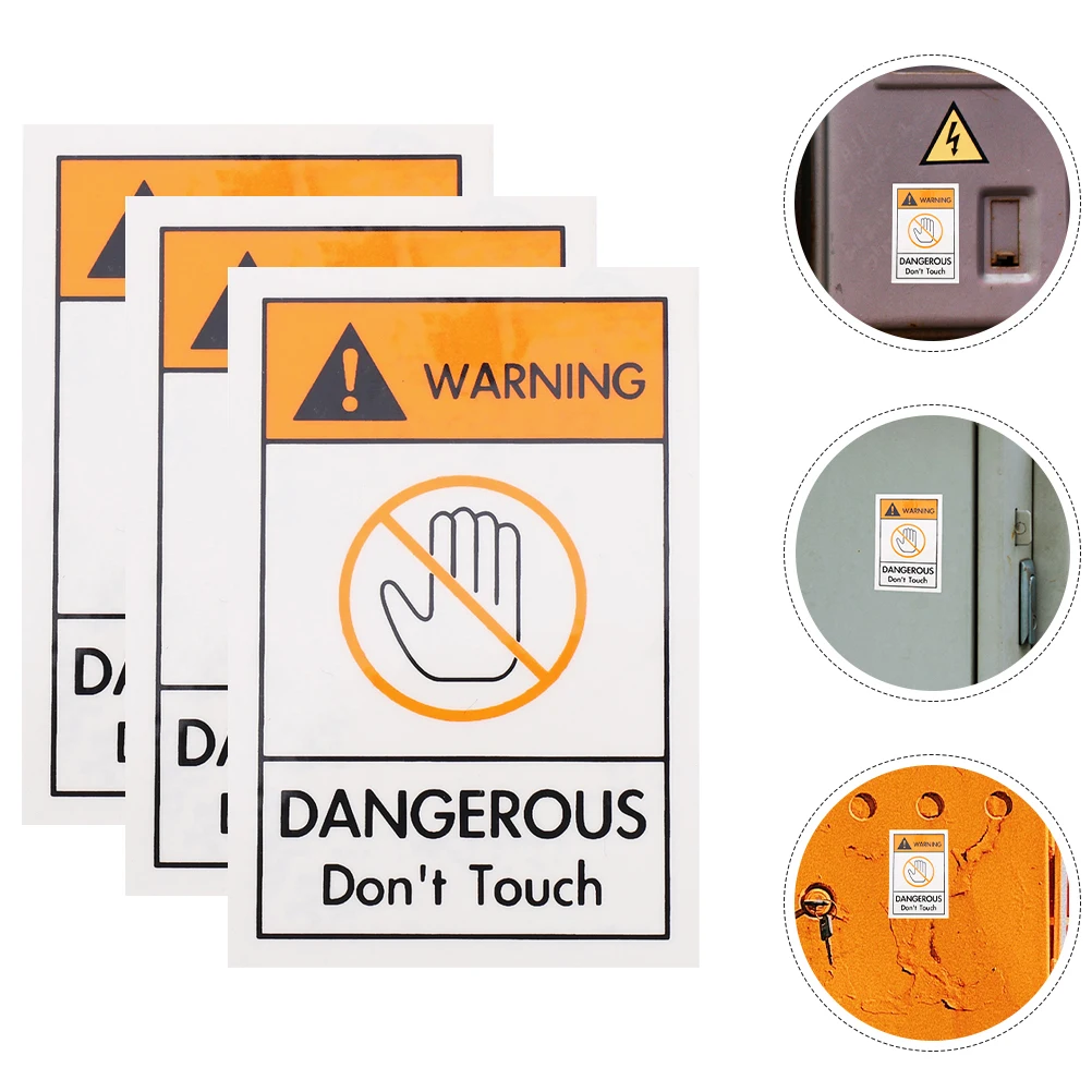 

3 Pcs Warning Sign Do Not Touch Label Sticker Peel and Safety Stickers Indication Signs Decals Manual Caution Danger