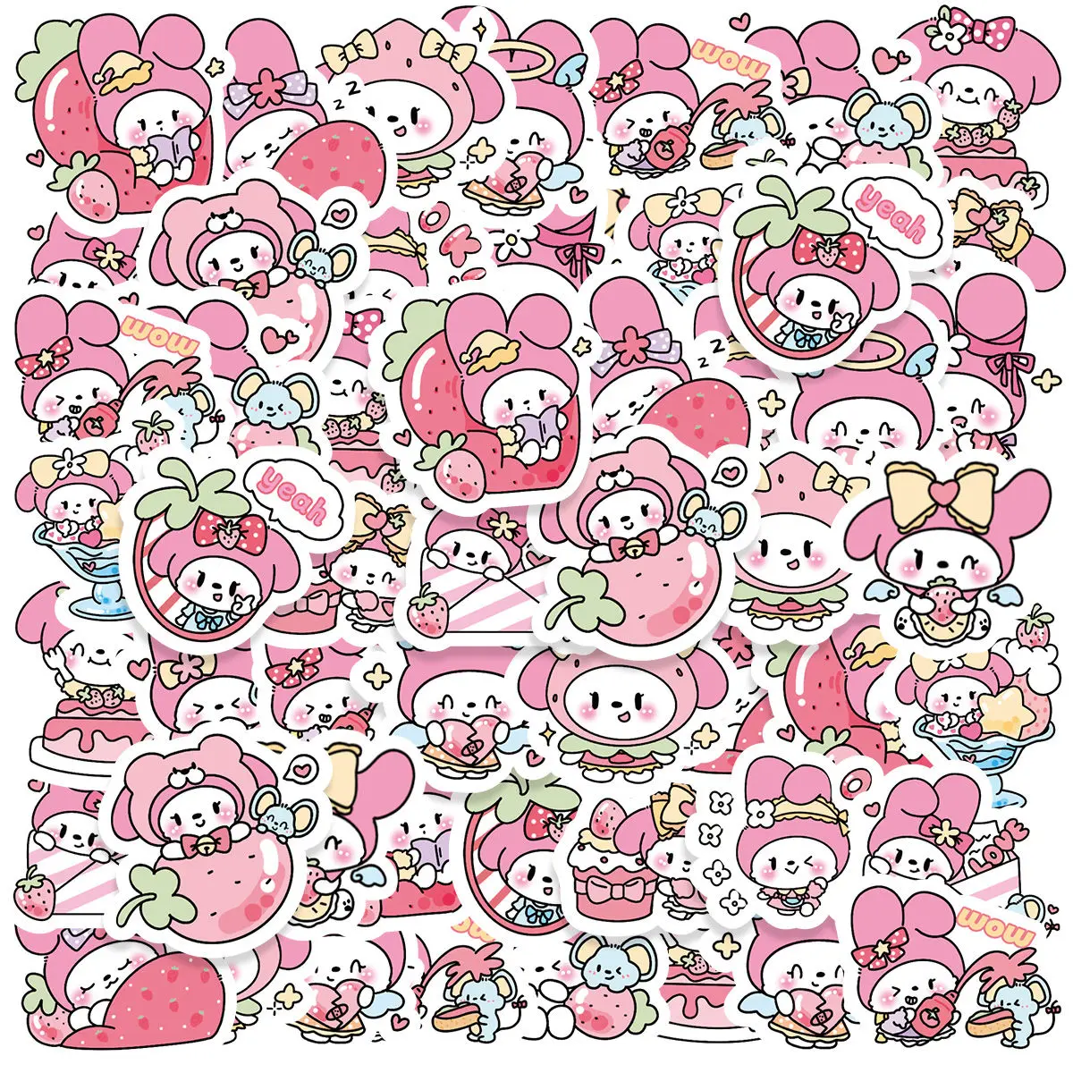 Etori Life 45pcs Korean Cute Cartoon Strawberry Cream Fruit Party Student DIY Laptops,Diaries,Scrapbooks Decoration Stickers