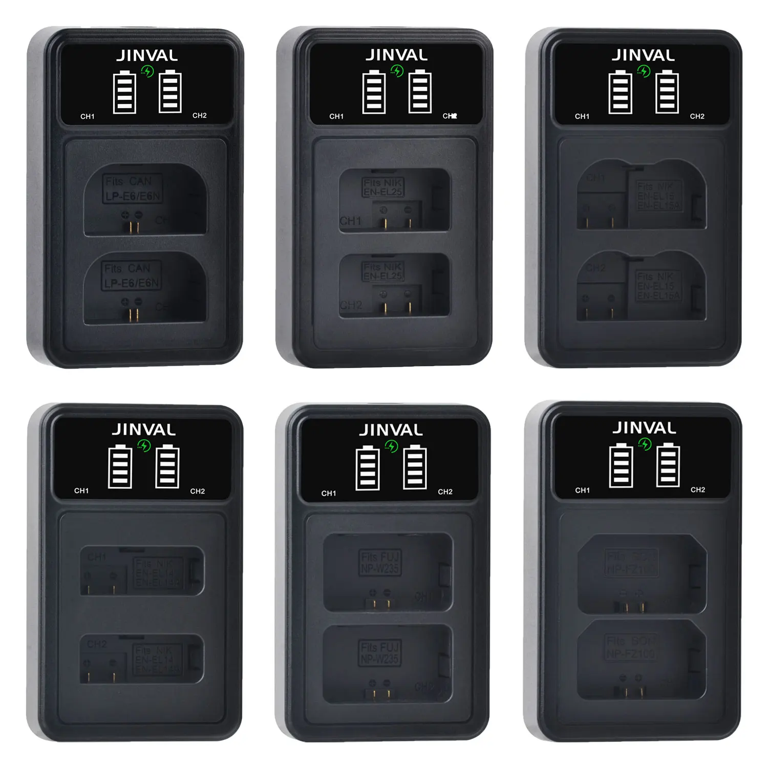 

JINVAL PD20W Fast Dual Charger LP-E6 LP-E17 EN-EL3E EN-EL14 EN-EL15 EN-EL25 NP-FZ100 NP-W235 Camera Battery Charger