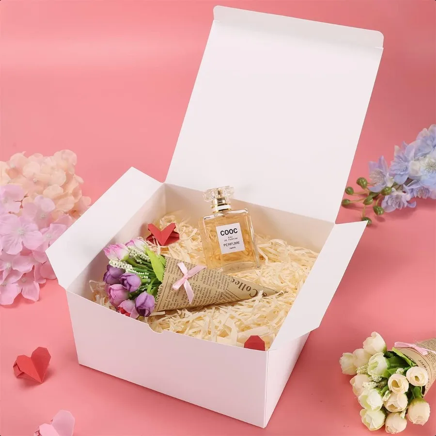 12-pack witte geschenkdozen 8x8x4 inch papieren geschenkdoos met deksels
