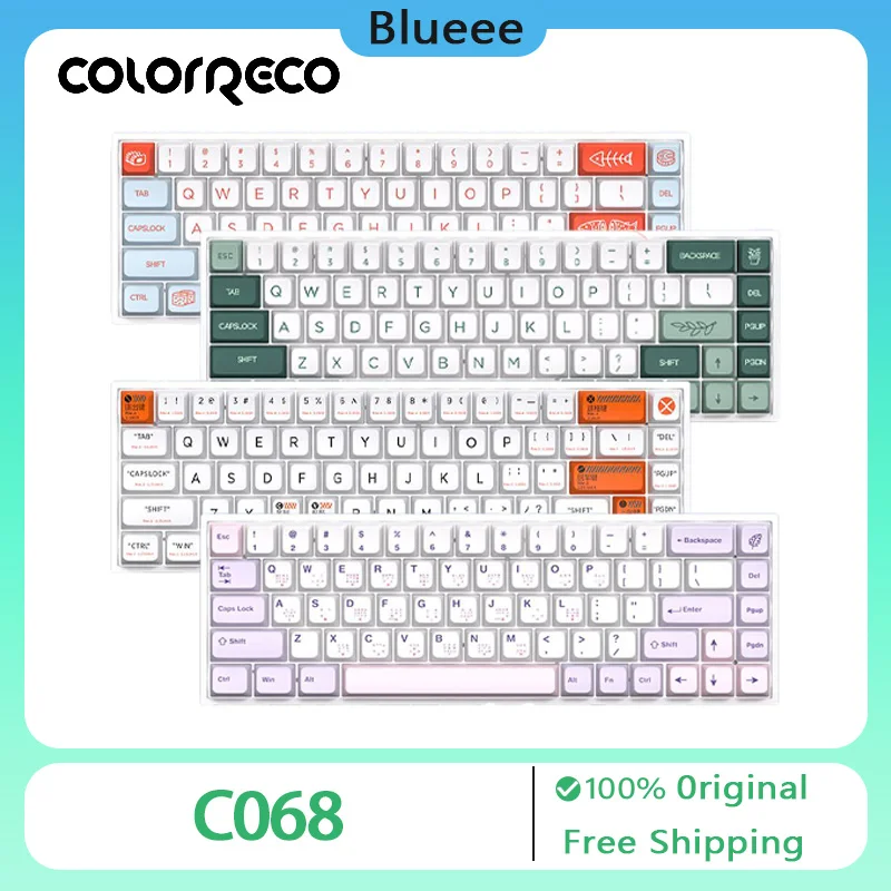 

ColorReco C068 Mechanical Keyboard Wireless Bluetooth Three Mode RGB Hot Swap 68key MDA Keycap Office Gaming Keyboard PC Gift