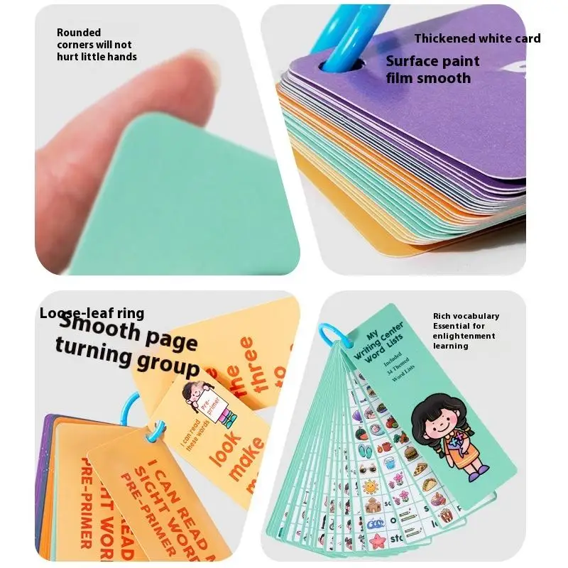 1 セット高頻度視覚単語語彙ビルダーフラッシュカード就学前視覚単語読解フラッシュカード早期教育玩具