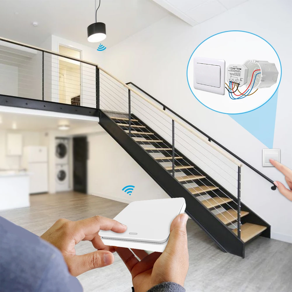 Módulo de relé de interruptor sem fio LoraTap RF433Mhz 16A com interruptor de energia cinética para luzes, bombas, ventiladores e outros dispositivos de baixa potência