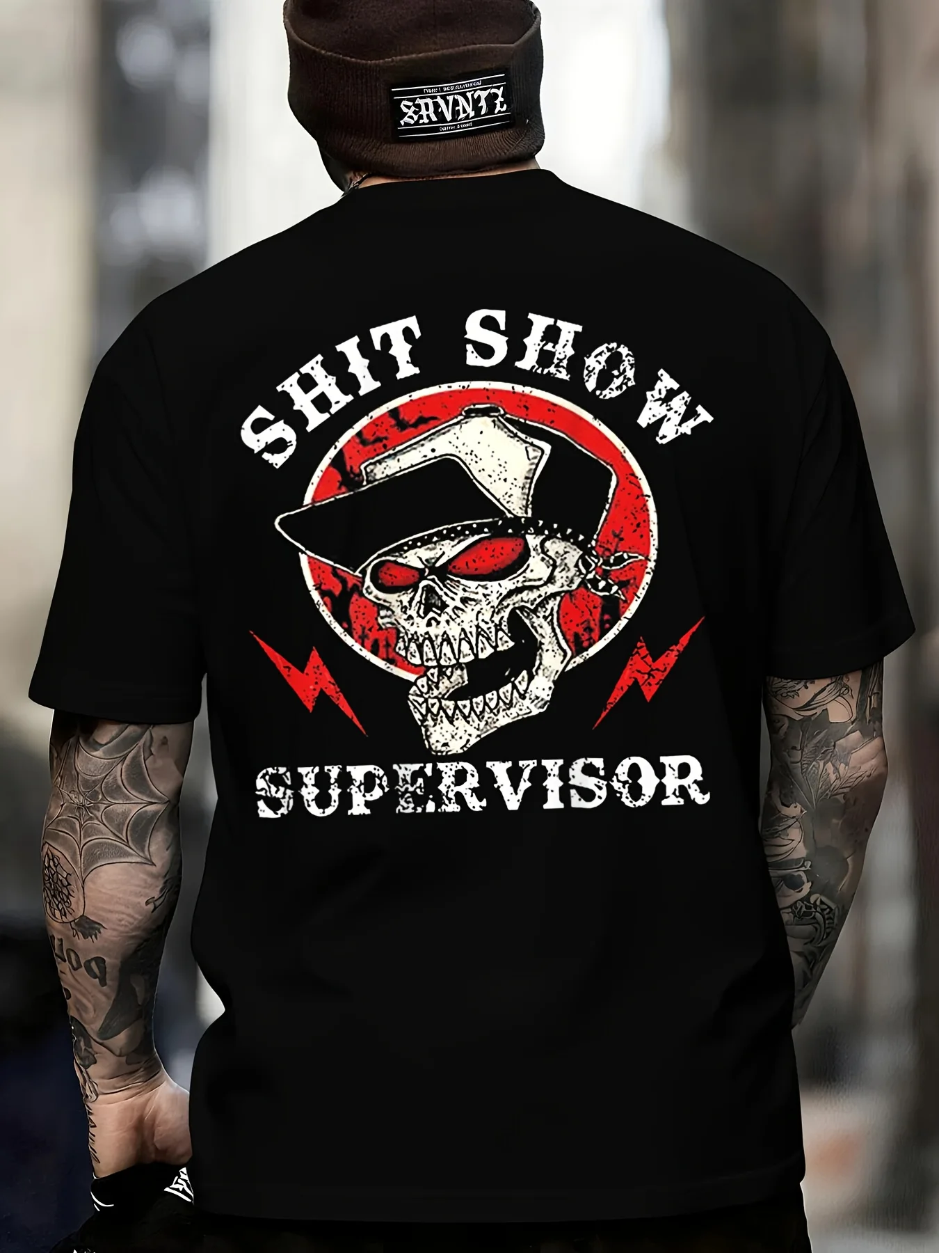 Men's 'Disorder Supervisor' Funny Graphic T-Shirt - Edgy Skull And Disorder Logo Back Print, Casual Streetwear Crew Neck Short S