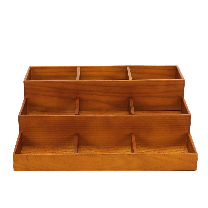 Caja organizadora de relojes de terciopelo de madera, soporte de exhibición de pulsera gris Beige, bandeja de almacenamiento de joyas de madera con 9 ranuras