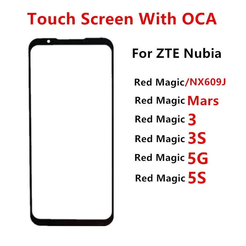 Front Glass For ZTE Nubia Red Magic Mars 3 3S 5G 5S Touch Screen LCD Display Out Panel Cover Repair Replace Parts + OCA