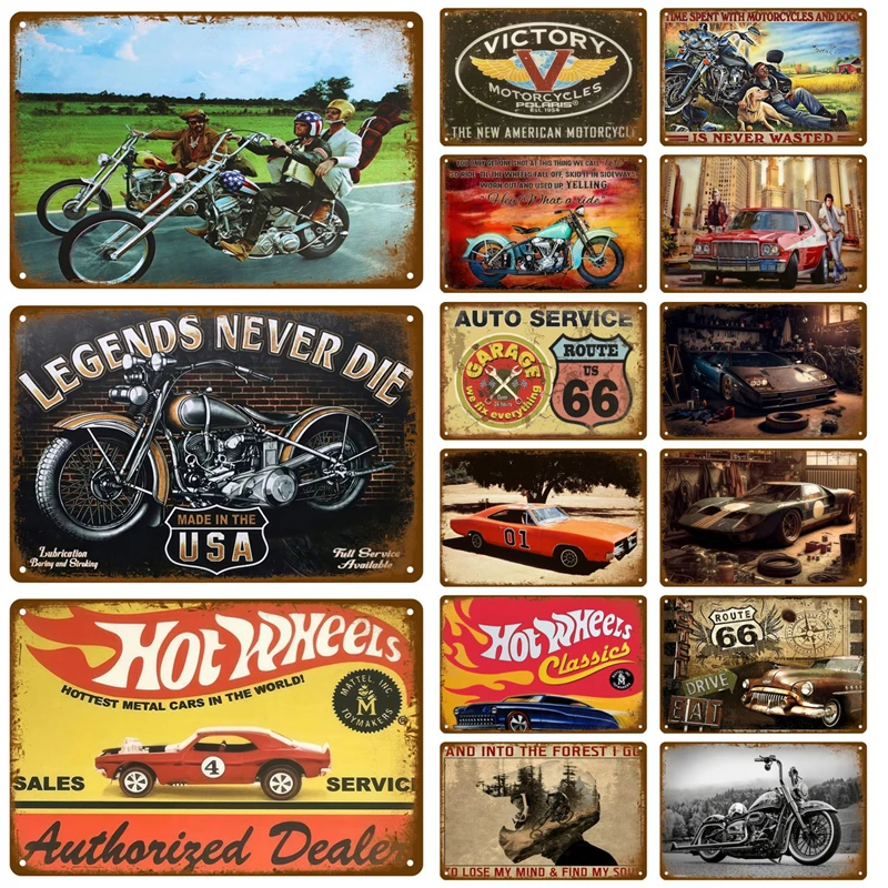 

Retro Tin Sign Garage For Wall Decorations Vintage Metal Sign Old Car Shop Posters Oil And Gas Station Sign Man Cave Home Decor