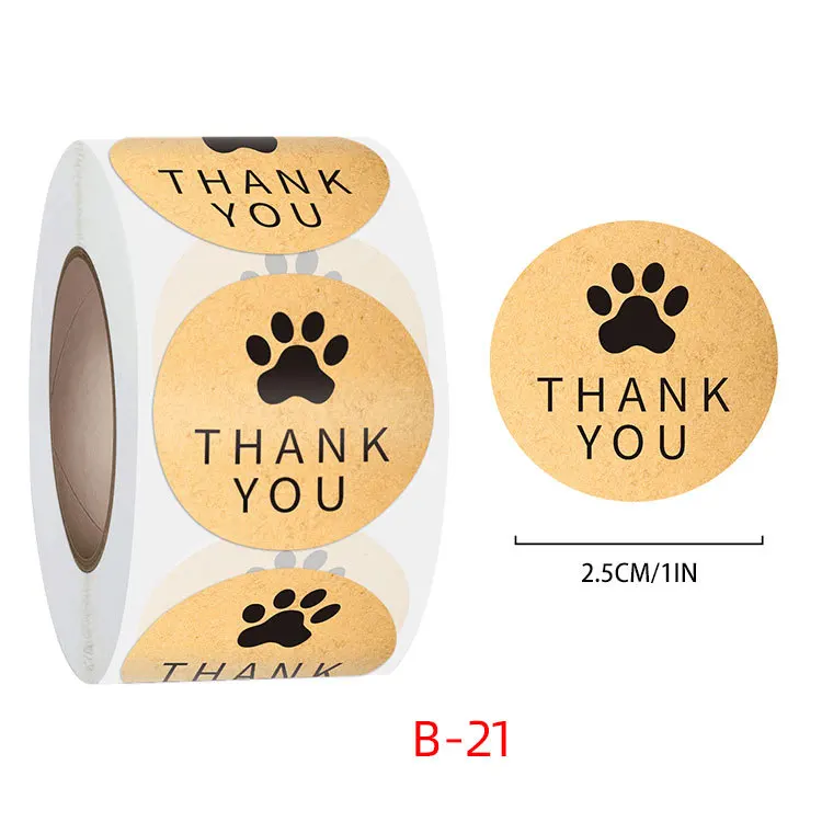 100-500 Pcs 2.5CM 1inch Round Gift Sealing Thank You Stickers Animal Foot Design Festival Party Wedding Decorations Labels