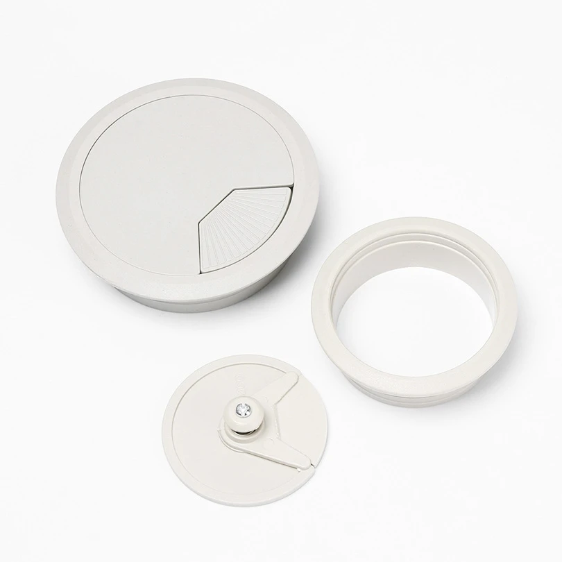 6Pcs 50Mm พลาสติก ABS สีขาวโต๊ะสายเคเบิล Grommet สาย Tidy เคเบิ้ลจัดโต๊ะคอมพิวเตอร์ตาราง