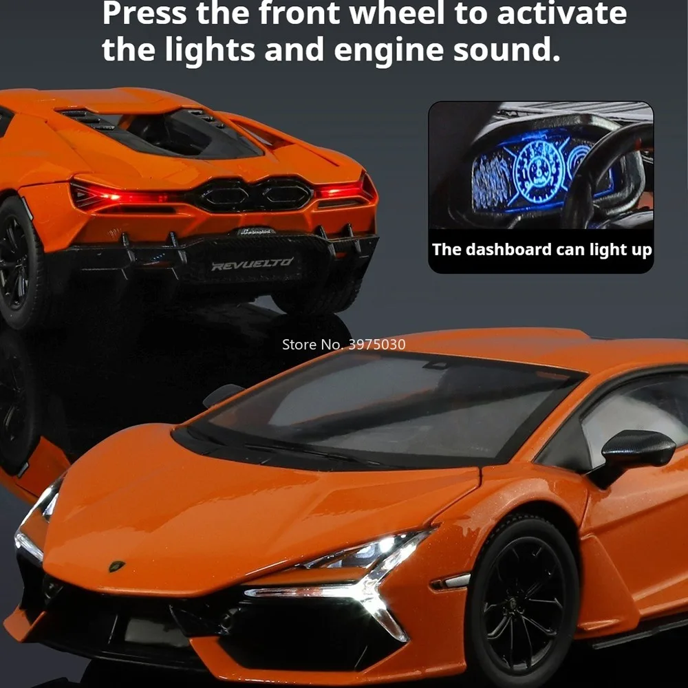 1:24 لامبور ريفويلتو نموذج سيارة لعبة سبيكة دييكاست عجلة القيادة سيارة مصغرة مع التراجع السوبر سيارة الاطفال اللعب التفاعلية