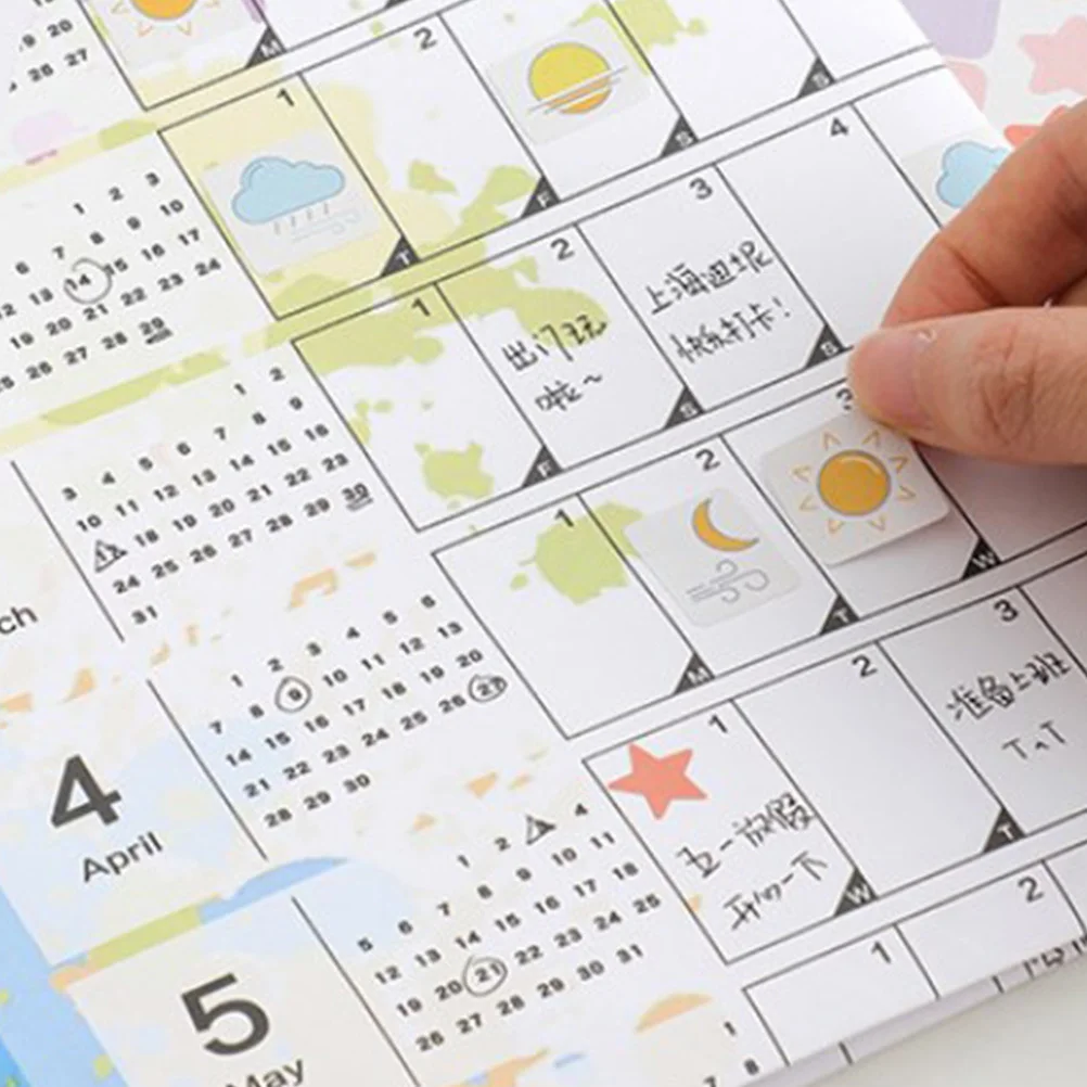 

2pcs Creative Wall 2024 Yearly Planner Paper For Home Office Daily Schedule Organizer Monthly Wall Hanging Agenda Calendar