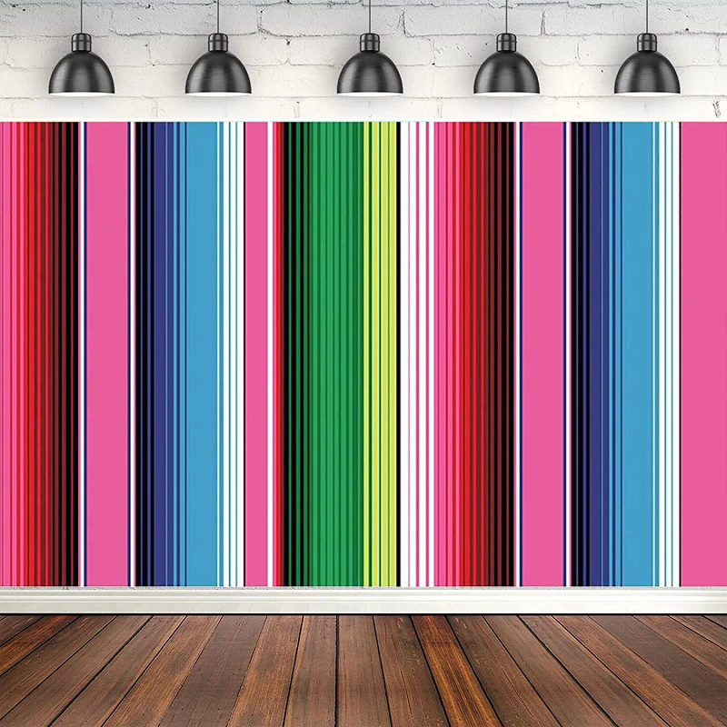 Photography Backdrop Mexican Fiesta Theme Pink Stripes Cinco De Mayo Banner Poster Background Birthday Party Decoration
