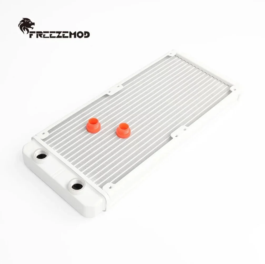FREEZEMOD Radiatore in alluminio da 240 mm 18 pezzi Tubo G1/4 Interfaccia filettata Dissipazione del calore bianca e raffreddamento ad acqua per PC MOD SR-LPZJ240