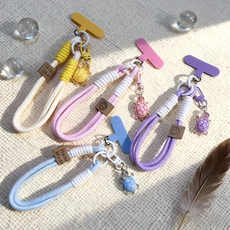 

1pc Turtle Pendant Solid Color Nylon Phone Lanyard/Wrist Strap, Suitable for Various Phone Cases, Prevents Loss and Theft, with Clasp, Cute Turtle Handmade Anti-Lost Wrist Strap/Phone Lanyard, Universal Version, Perfect Gift for Friends, Phone