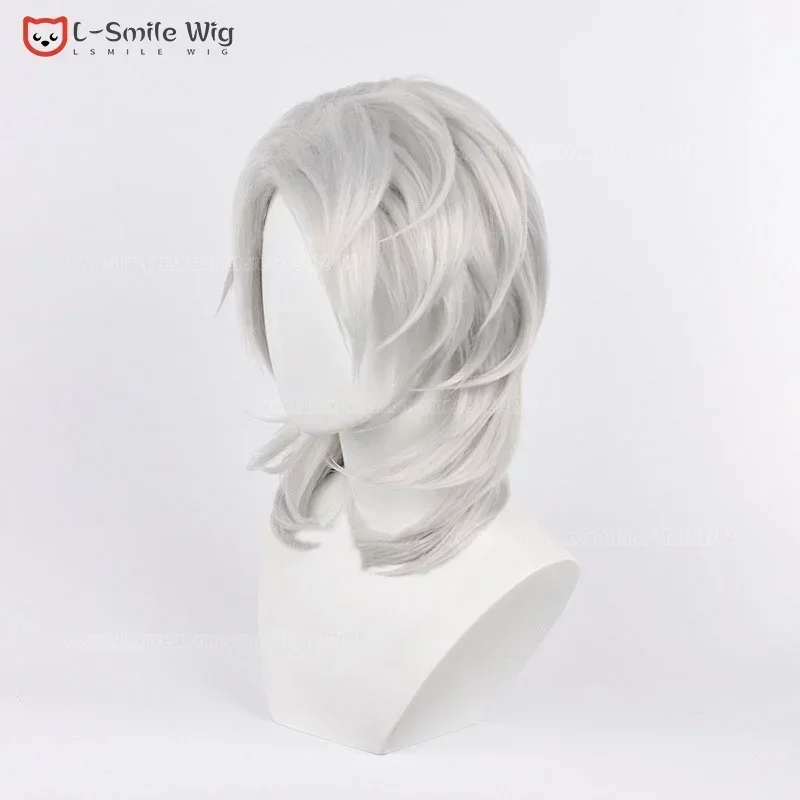 베어 하우스 AA 40cm 롱 실버 화이트 루이 가발 애니메이션 악마 슬레이어 Kimetsu No Yaiba 코스프레 내열성 New 2025 WKD001