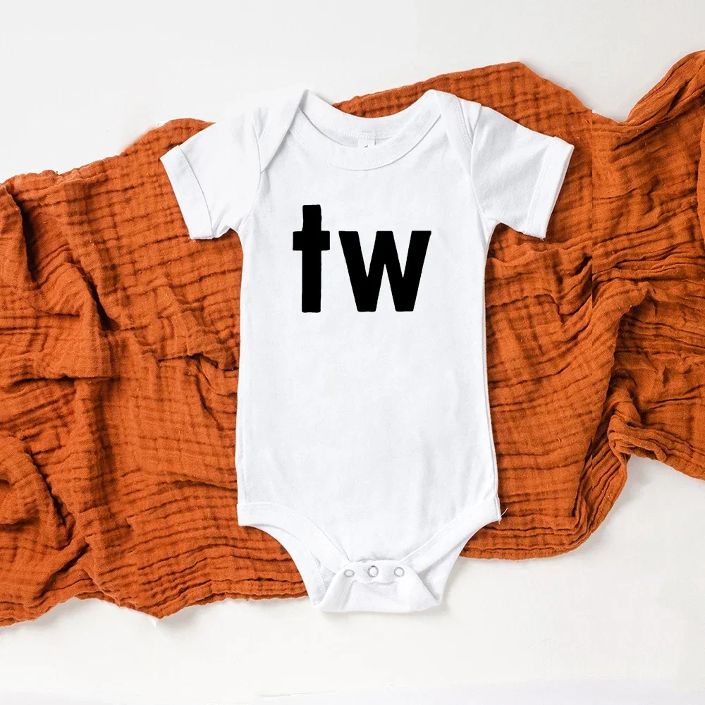 Twins Baby Bodysuits Brothers Sisters Toddler Jumpsuit Short Sleeve Clothes Baby Shower Gifts