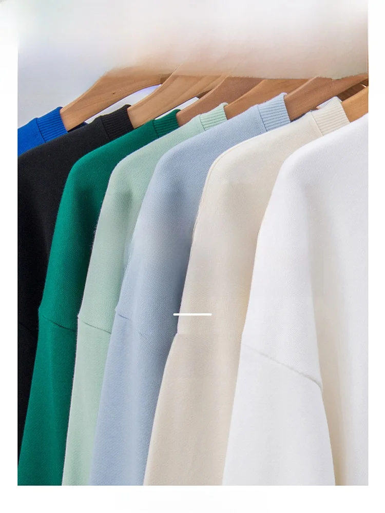 เสื้อสเวตเตอร์ True Weave สำหรับฤดูใบไม้ร่วงต้น ผู้หญิง สปริง/ออทัมน์ แขนยาว คอกลม ไซส์เล็ก ไหล่ตก เสื้อคลุม