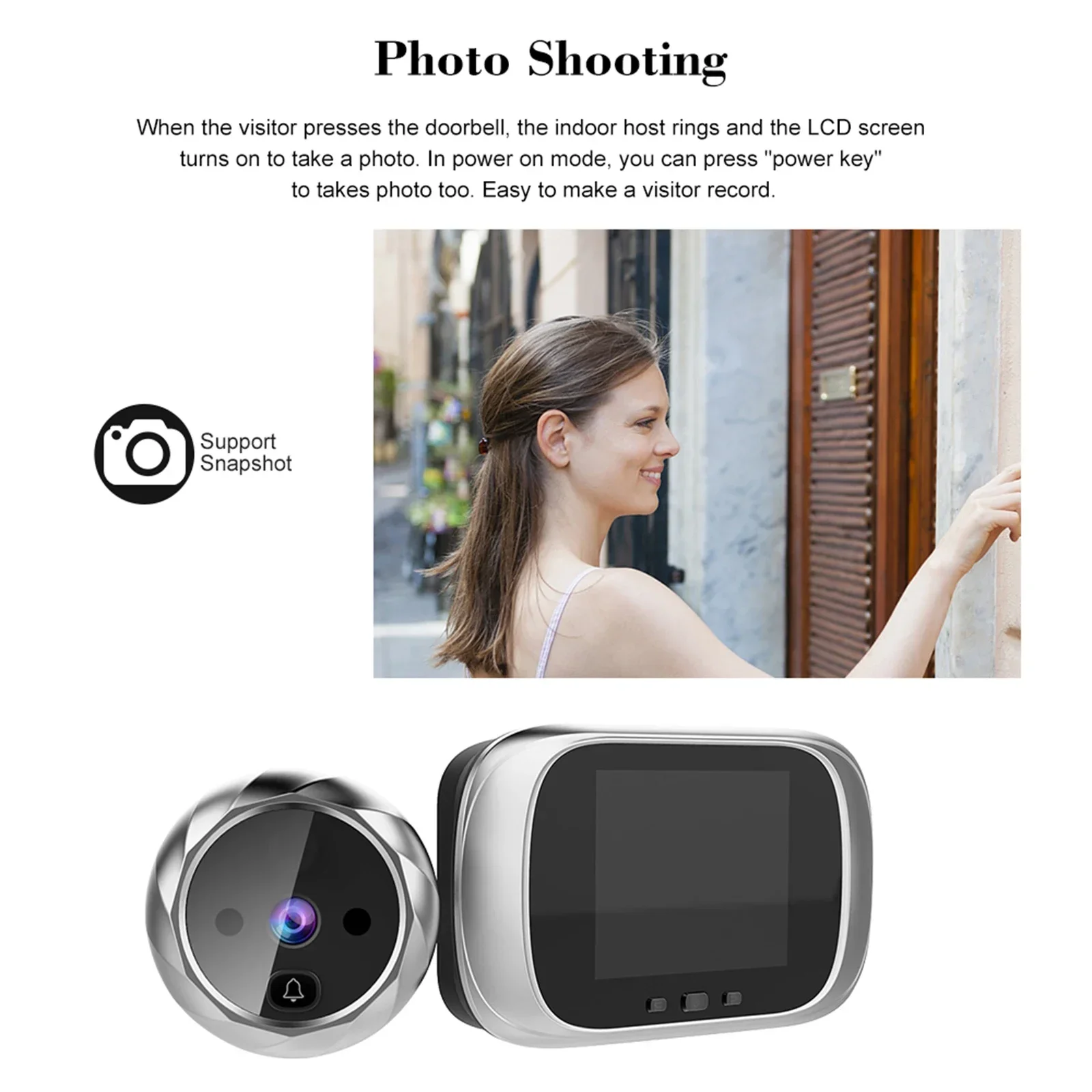 2.8-inch night vision camera intelligent visual cat eye with built-in memory, no need to insert card electronic doorbell cat eye