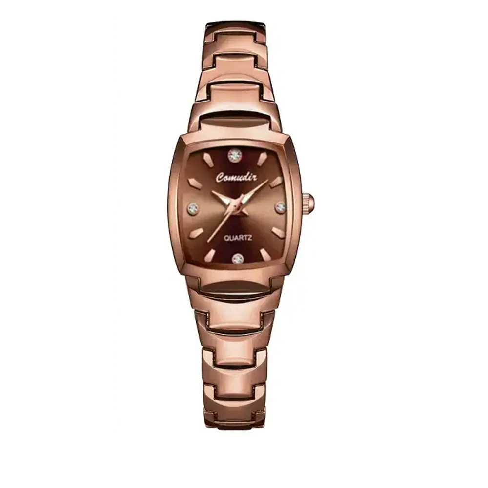 ساعة نسائية جديدة مع عطر صغير، فاخرة خفيفة، رائعة، أنيقة، مظهر عالٍ، ساعة كوارتز مضيئة بسيطة